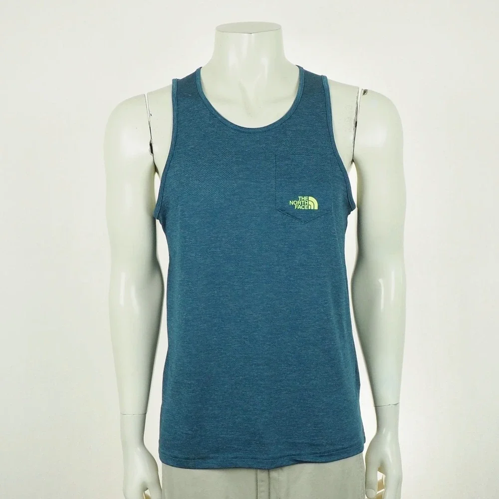 The North Face FlashDry Tank Top Shirt Mens Small Blue Outdoor Training Workout